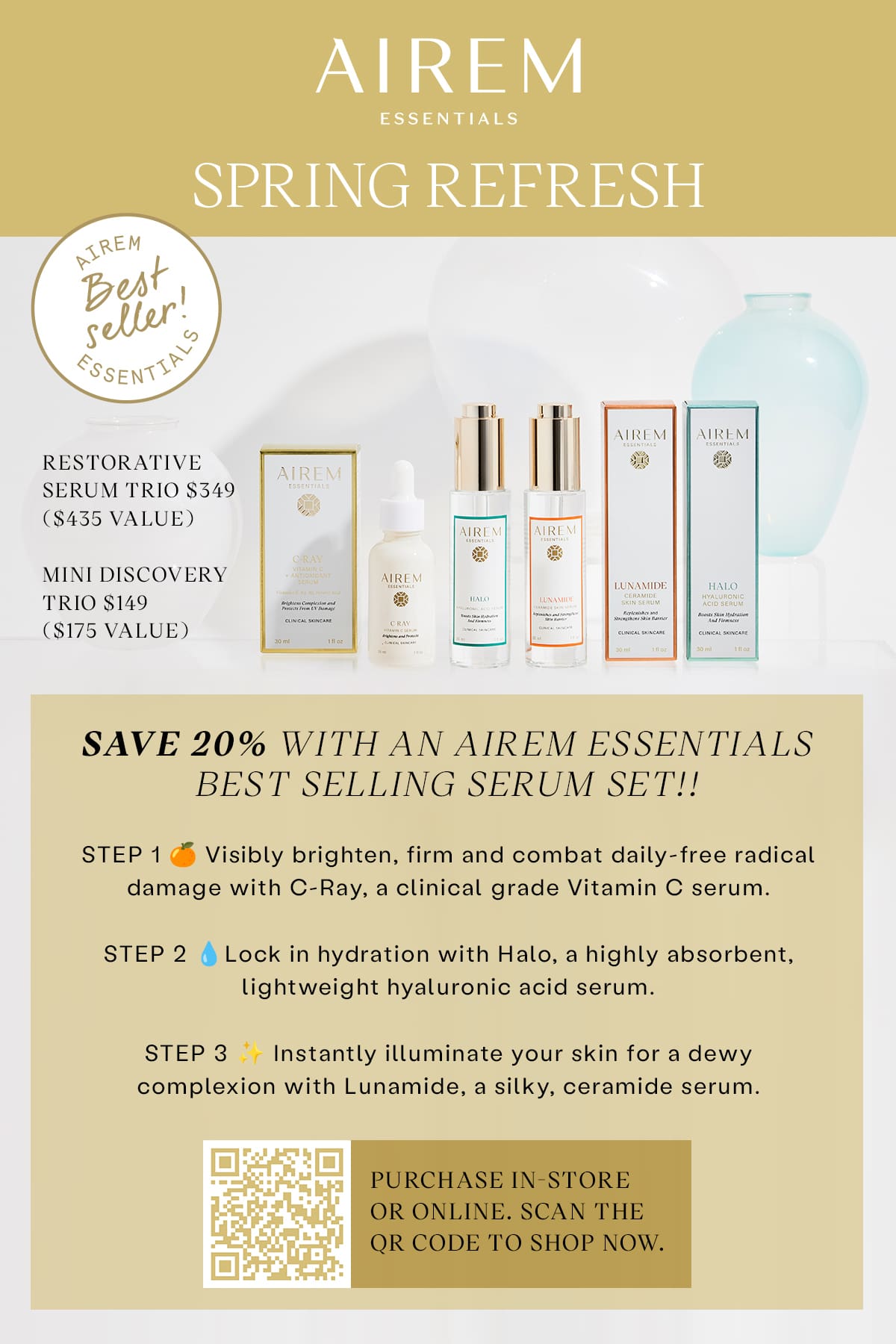 Save 20% with an AIREM Essentials Best Selling Serum Set